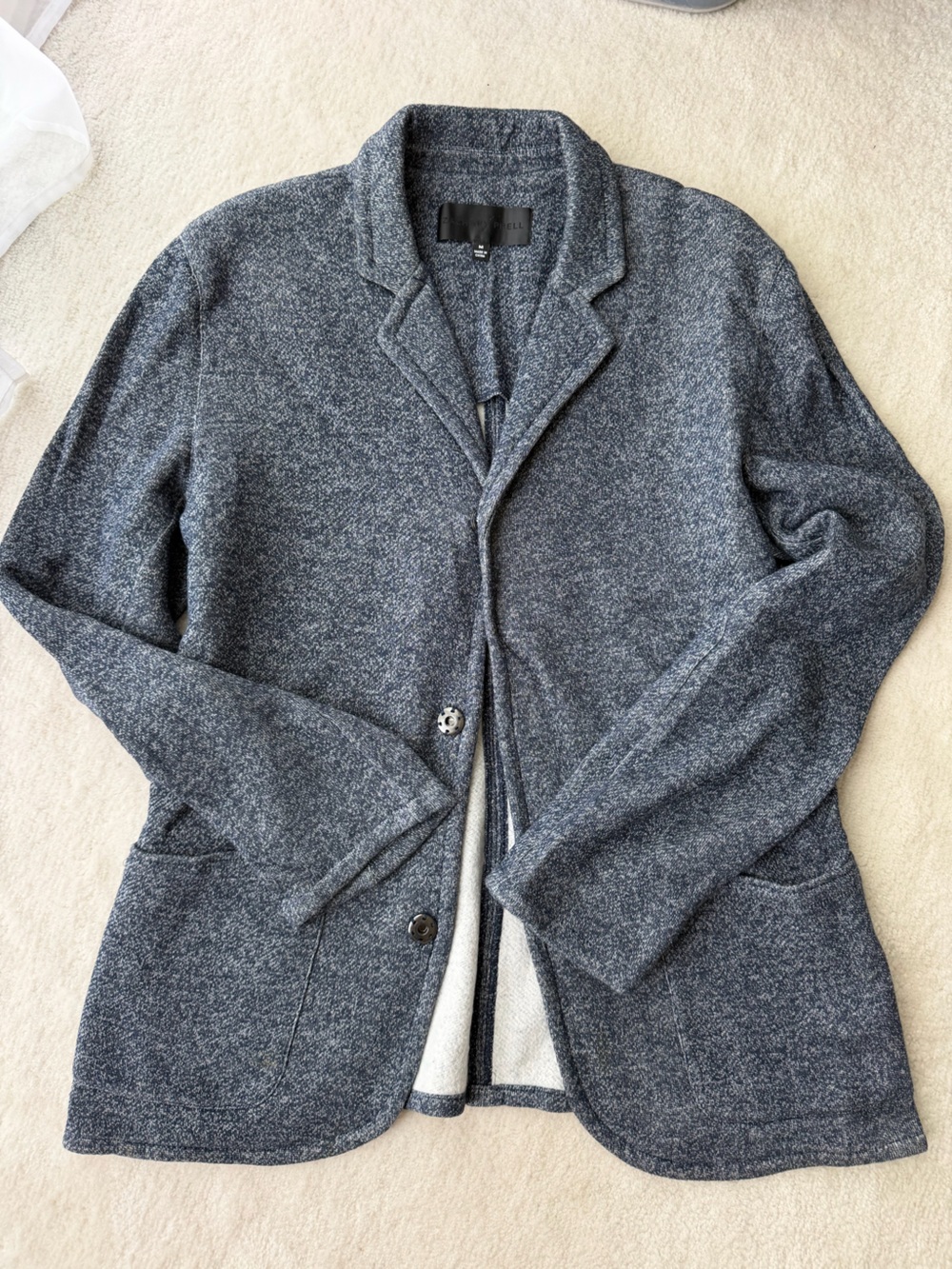 Zachary Prell Wool-Blend Heathered Gray Cotton Blazer Jacket